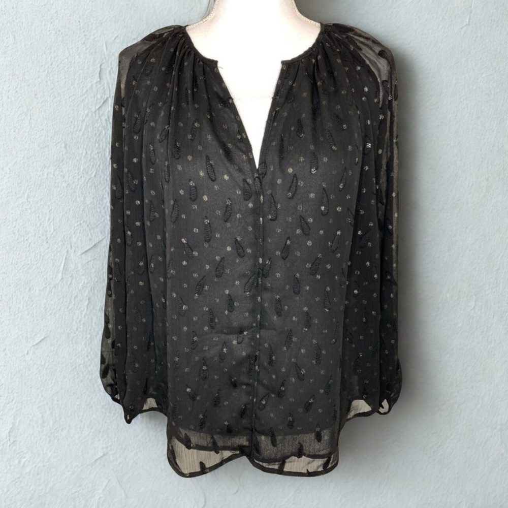 NWT See U Soon Women Paisley Top Blouse Shirt Boho Black Size Small